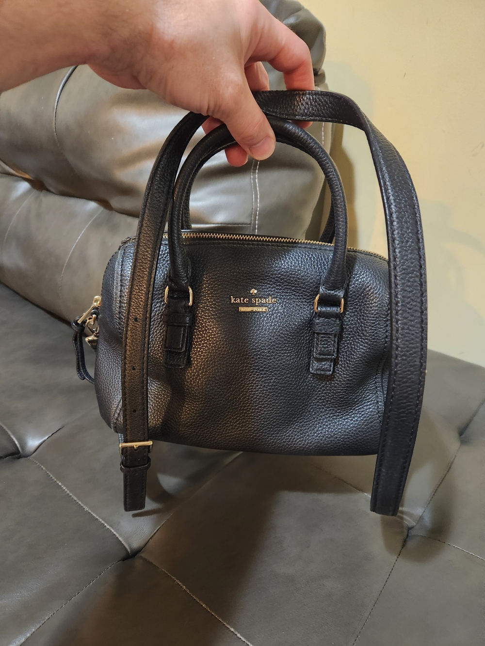 kate spade Black Pebbled Leather Mini Satchel with Strap Used